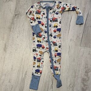 Little Sleepies Blue and Red Construction Print Kids Footie